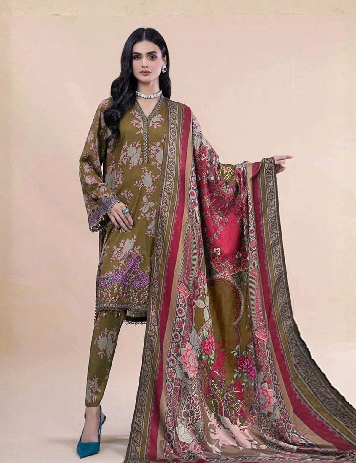 Ripple Collection Printed Fancy Khaddar 3-Pc R-4188