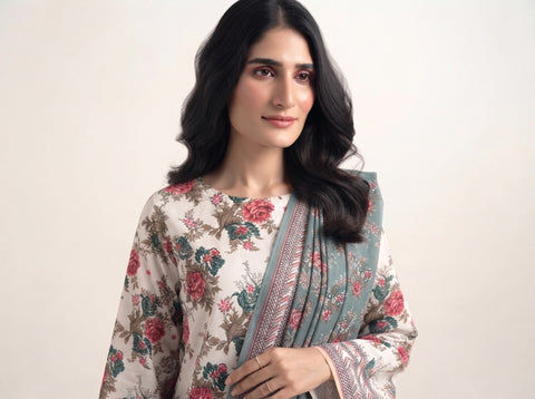Unstitched Sapphire Printed Khaddar 3-Pc V8121D