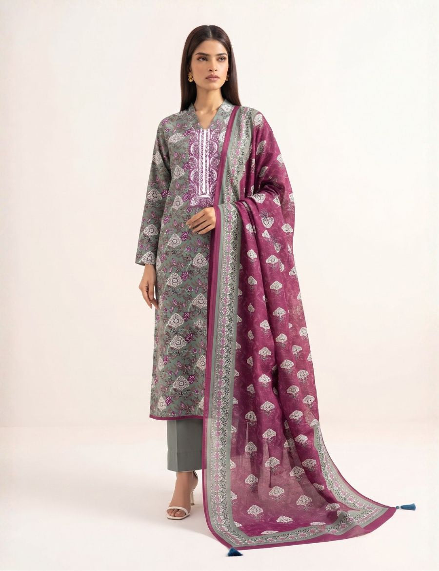 Unstitched Sapphire Printed Khaddar 3-Pc V8123D