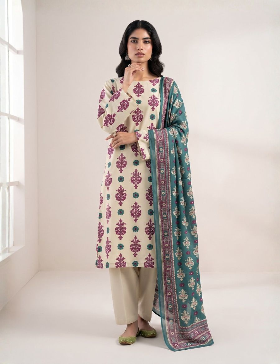 Unstitched Sapphire Printed Khaddar 3-Pc V8125D