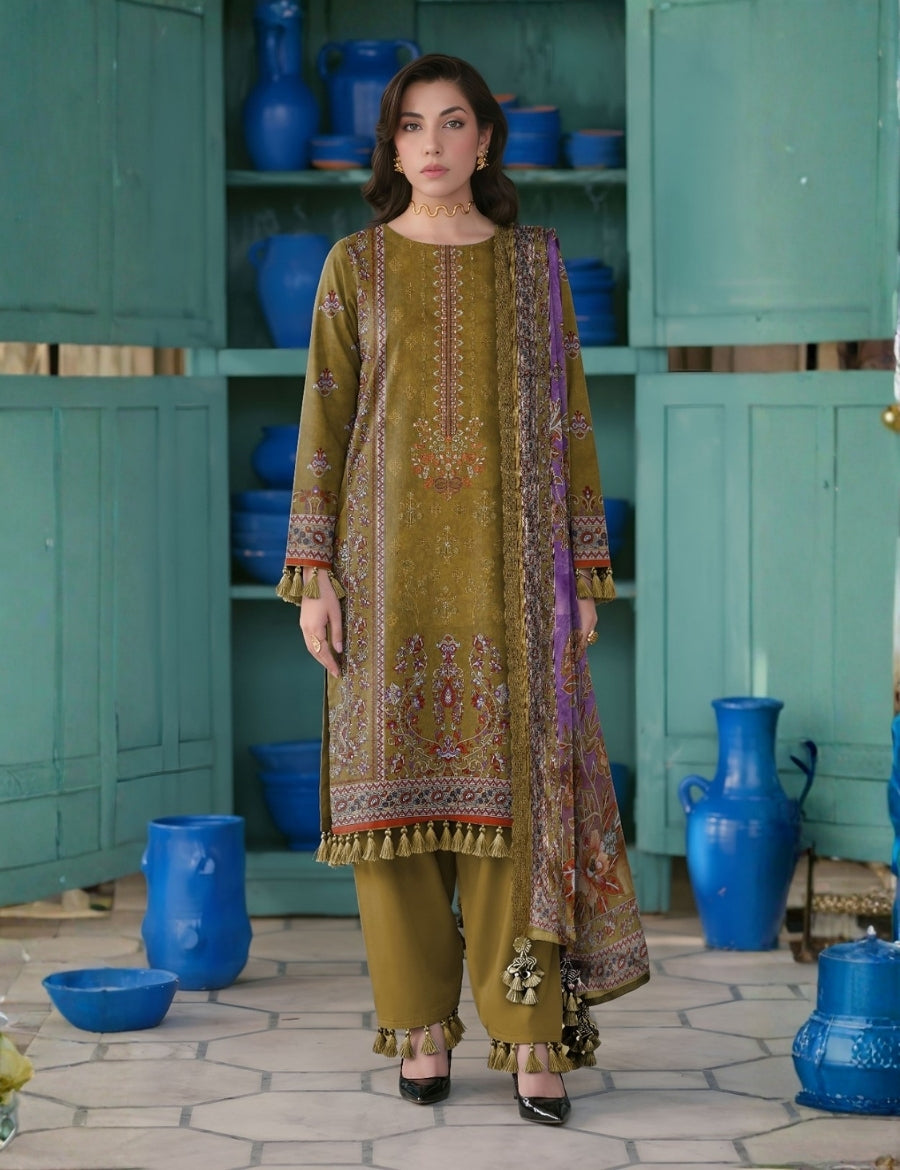 Sapphire Printed Emb Lawn 3PC V7595D