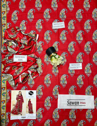 Sawan Printed Khaddar 3-Pc SP-4470