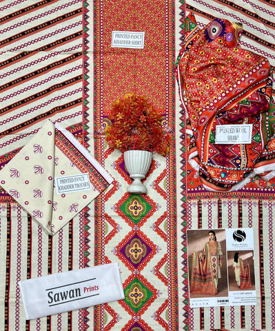 Sawan Printed Khaddar 3-Pc SP-4471