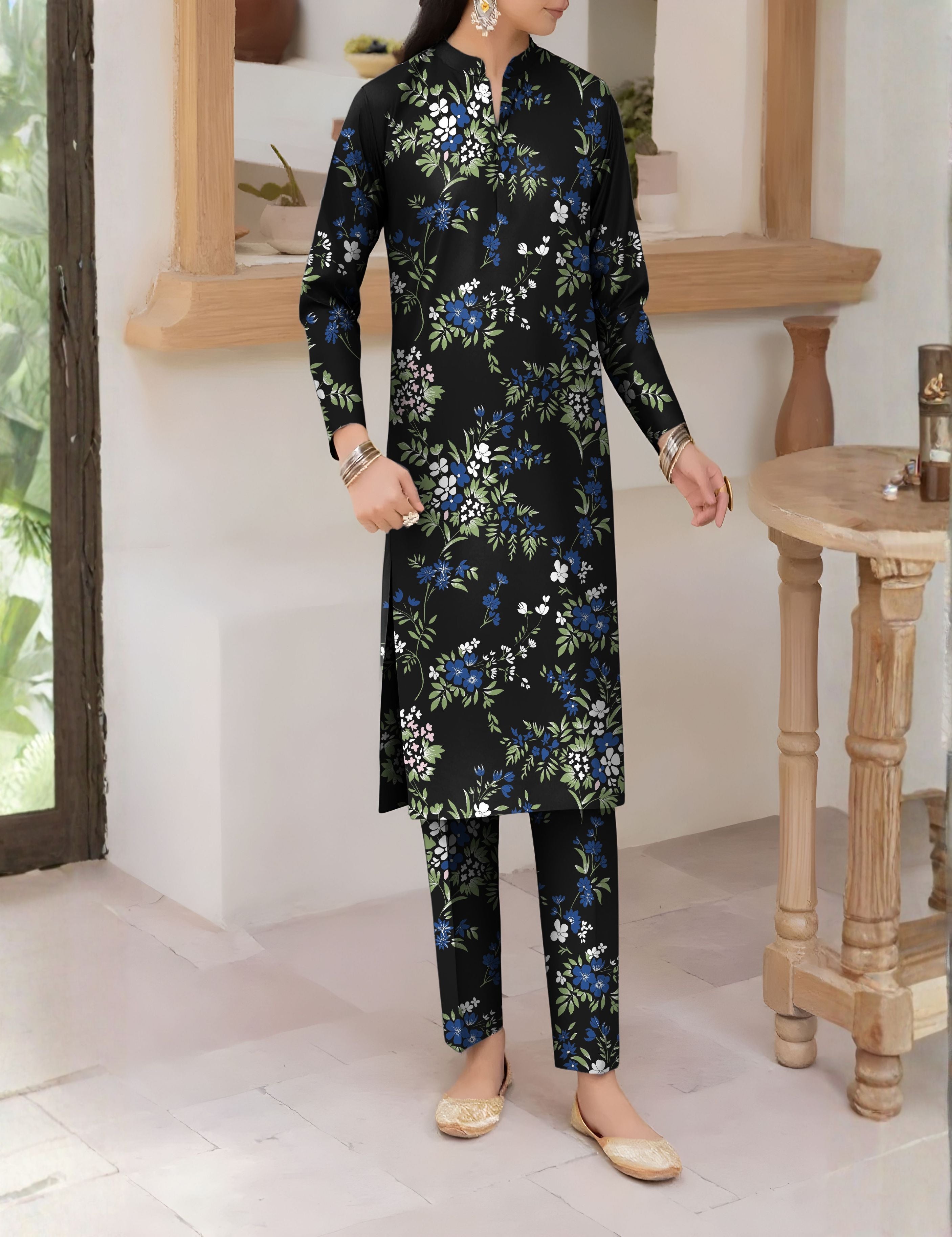 Saya Unstitched Printed Khaddar 2-Pc
