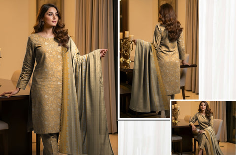 Set of Bareeza Emb Print Lawn 3Pc V-526