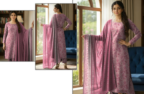 Set of Bareeza Emb Print Lawn 3Pc V-526