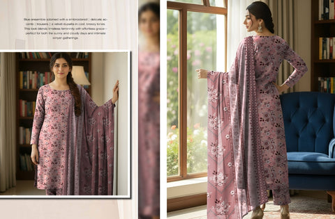 Set of Bareeza Emb Print Lawn 3Pc V-526