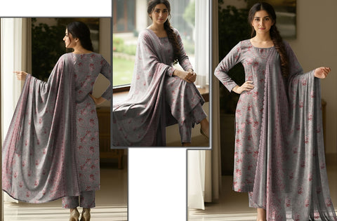 Set of Bareeza Emb Print Lawn 3Pc V-526