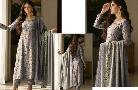 Set of Bareeza Emb Print Lawn 3Pc V-526