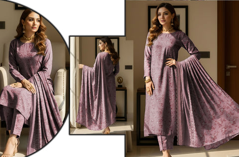 Set of Bareeza Emb Print Lawn 3Pc V-526