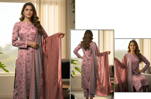 Set of Bareeza Emb Print Lawn 3Pc V-526