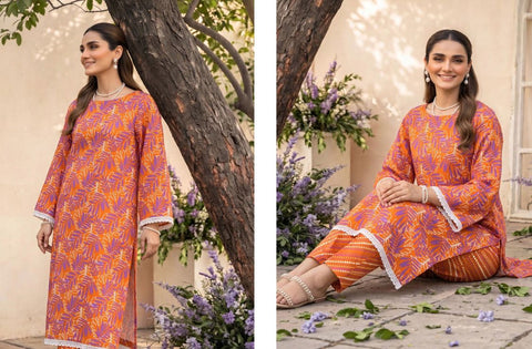 Set of Bareeza Printed Silk 2-Piece