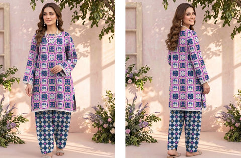 Set of Bareeza Printed Silk 2-Piece