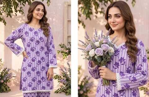 Set of Bareeza Printed Silk 2-Piece