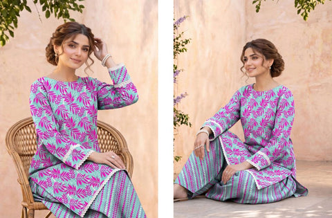Set of Bareeza Printed Silk 2-Piece