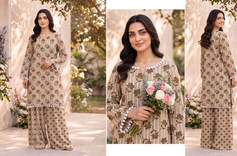 Set of Bareeza Printed Silk 2-Piece