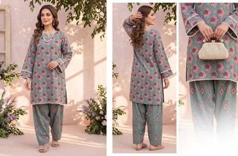 Set of Bareeza Printed Silk 2-Piece