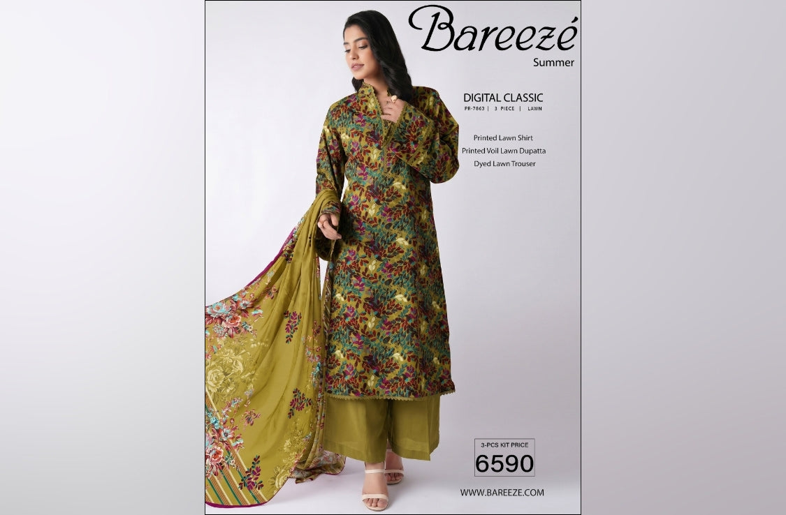 Set of Bareeze Print Lawn 3PC V-630