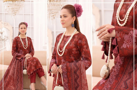Set of Bareeze Print Emb Linen 3pc