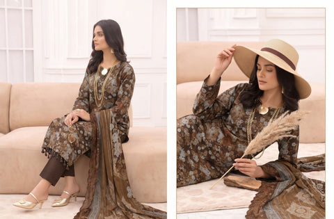 Set of Bareeze Print Emb Linen 3pc