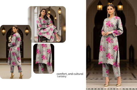 Set of C-Print Print Lawn 2Pc V-583