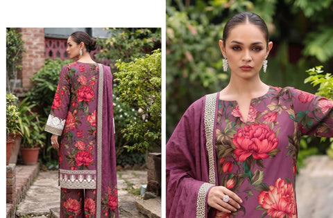 Set of Charizma Printed Linen 3 Piece V-656