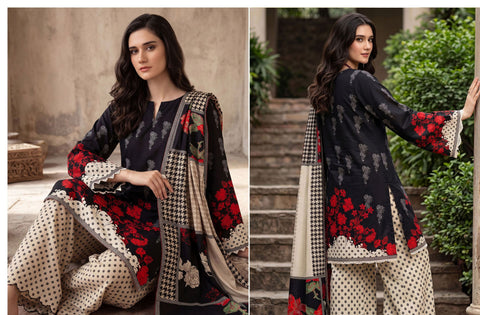Set of Charizma Printed Linen 3 Piece V-656