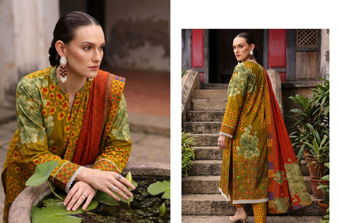 Set of Charizma Printed Linen 3 Piece V-656