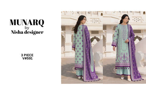 Set of Munarq Print Lawn 3PC V-591