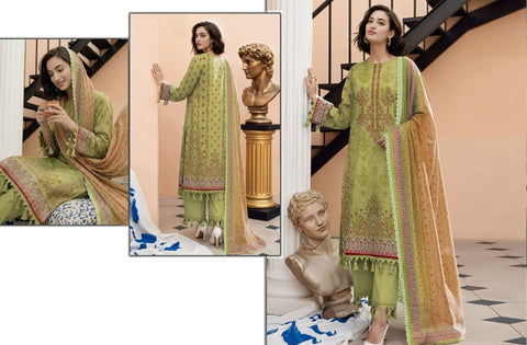 Set of Nisha Designer Emb Print Lawn 3Pc V-599
