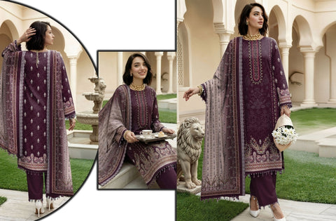 Set of Nisha Designer Emb Print Lawn 3Pc V-599