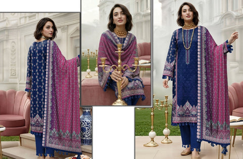 Set of Nisha Designer Emb Print Lawn 3Pc V-599