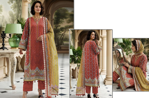Set of Nisha Designer Emb Print Lawn 3Pc V-599