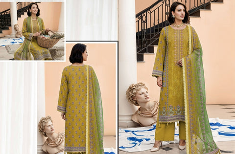 Set of Nisha Designer Emb Print Lawn 3Pc V-599