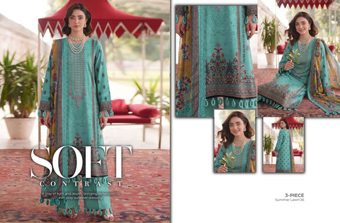 Set of Sapphire Emb Print Lawn 3Pc