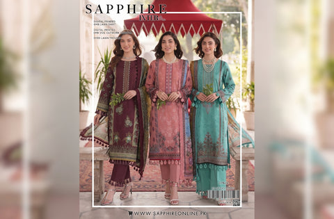 Set of Sapphire Emb Print Lawn 3Pc