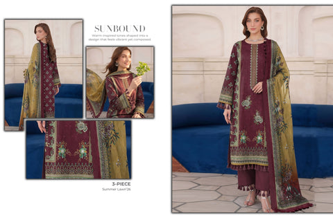 Set of Sapphire Emb Print Lawn 3Pc