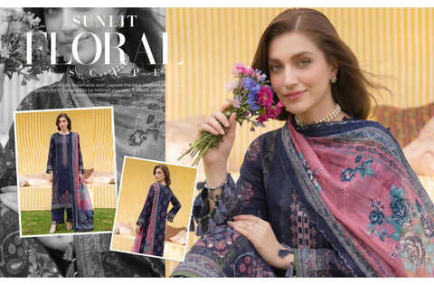 Set of Sapphire Emb Print Lawn 3Pc