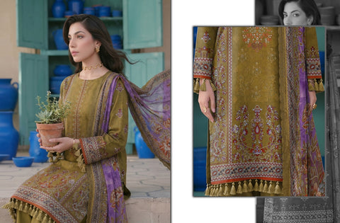 Set of Sapphire Emb Print Lawn 3Pc