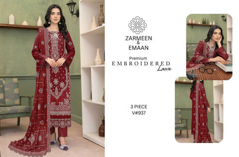 Set of Zarmeen Emaan Fancy Lawn 3PC 937