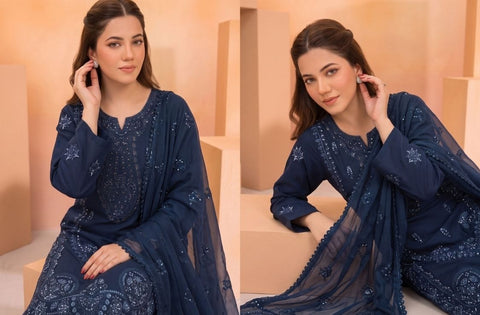 Set of Zarmeen Emaan Premium Embroidered Viscose 3 Piece