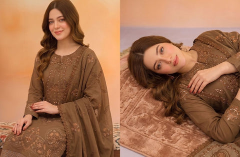 Set of Zarmeen Emaan Premium Embroidered Viscose 3 Piece