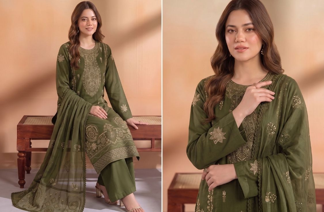Set of Zarmeen Emaan Premium Embroidered Viscose 3 Piece