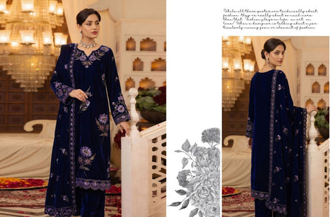 Set of Zarmeen Emaan Premium Embroidered Velvet 3 Piece