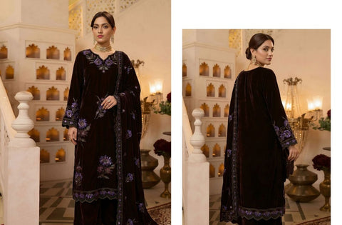 Set of Zarmeen Emaan Premium Embroidered Velvet 3 Piece