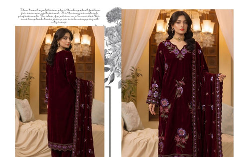 Set of Zarmeen Emaan Premium Embroidered Velvet 3 Piece