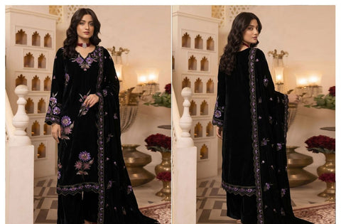 Set of Zarmeen Emaan Premium Embroidered Velvet 3 Piece