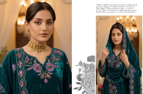 Set of Zarmeen Emaan Premium Embroidered Velvet 3 Piece