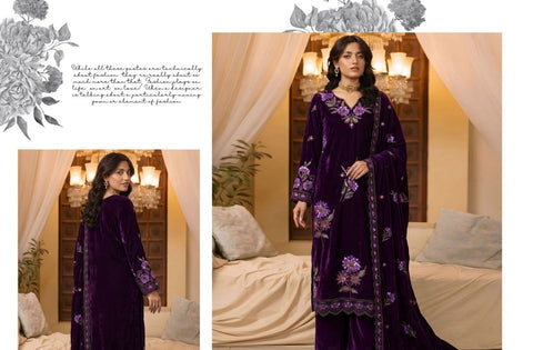 Set of Zarmeen Emaan Premium Embroidered Velvet 3 Piece