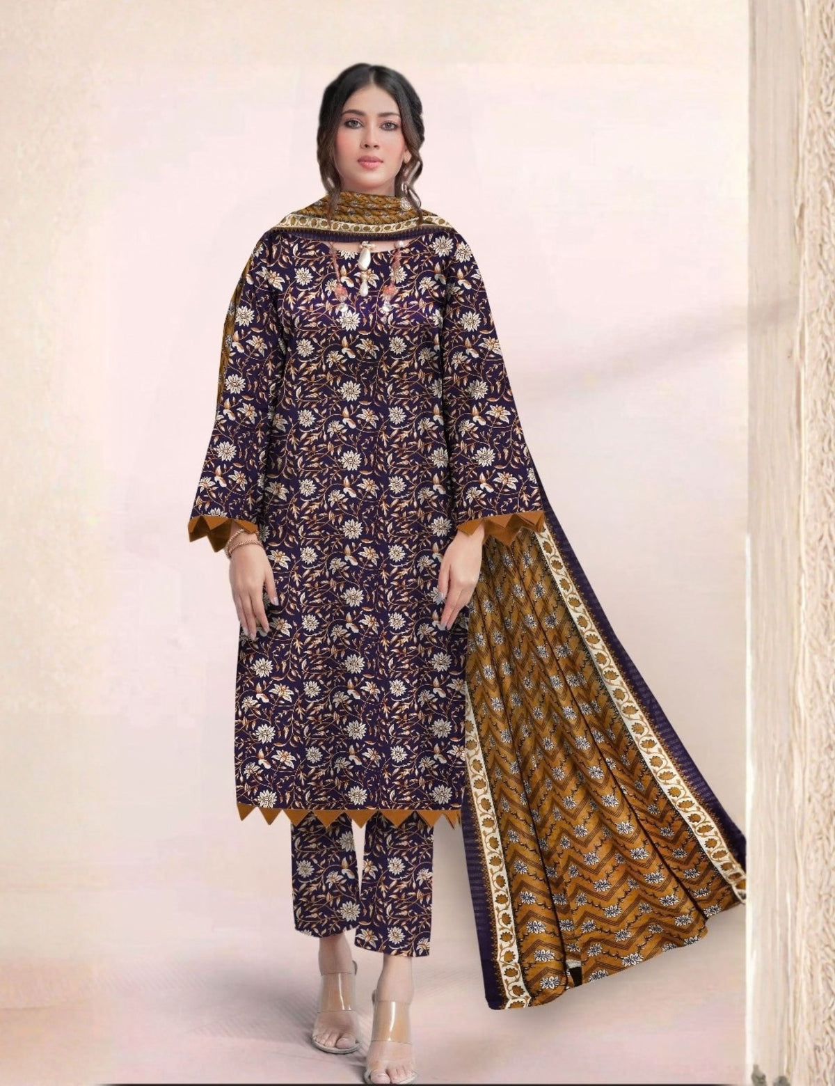 Taana Baana Printed Viscose 3-Pc TB-4305